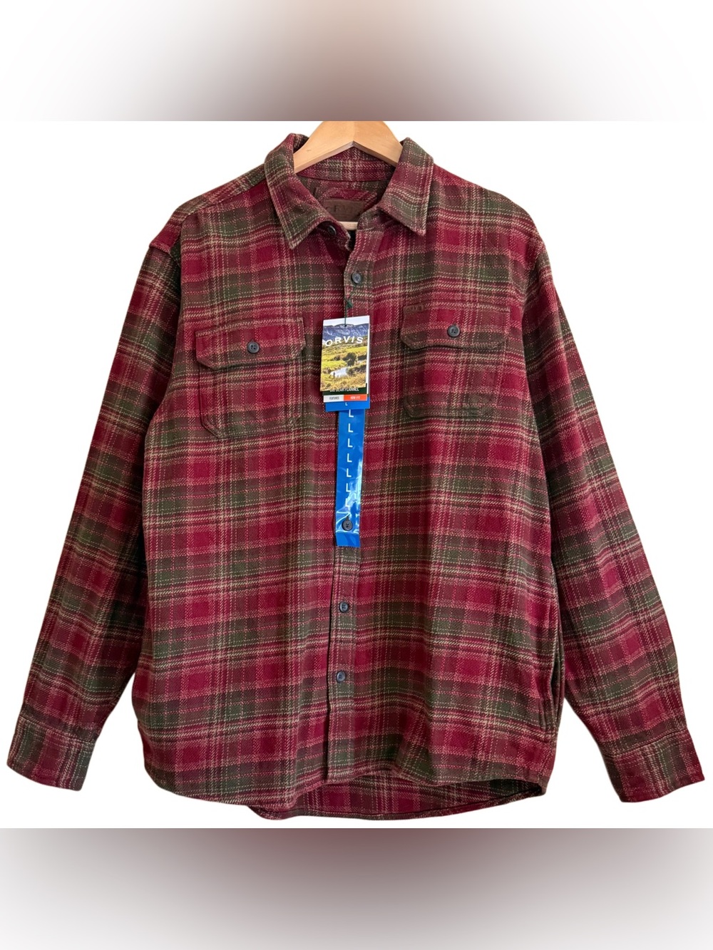 Orvis Outdoor Plaid Classic Fit Big Bear Heavyweight Flannel Shirt Sz L NWT